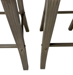 Two French Art Deco Side Chairs with Black Leather Seats, 1930s